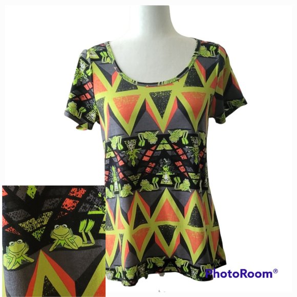 LuLaRoe x Disney Kermit the Frog Muppets Classic Colorful Novelty Tee - Picture 1 of 9